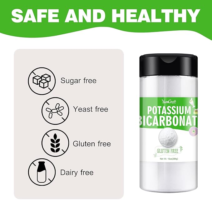 10oz Potassium Bicarbonate - 100% Pure Potassium Bicarbonate Powder for Plants, Cakes, Winemaking, Leavening, Food Grade Natural Baking Soda Leavening Agent for Baking, Snacks, Cookies