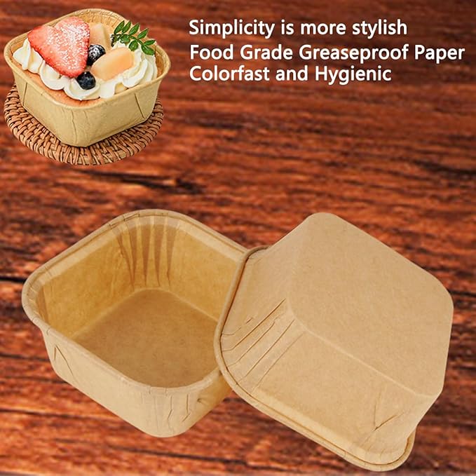 50Pcs Paper Loaf Pans for Baking, Parchment Cupcake Liners KraftPaper Loaf Pan, Disposable-Paper Baking Loft Mold for Microwave Freezer Oven Safe Display,Wedding Birthday Baby Shower Party Supplies