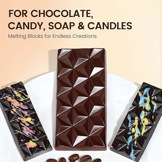3 PCS Chocolate Bar Mold Silicone Molds,Rectangular Non Stick Chocolate Molds, Food Grade Silicone Deep Mold DIY for Snacks