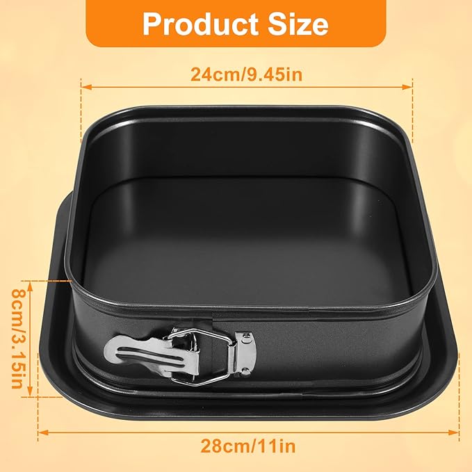 Springform baking Pan Square, 9.5 Inch Large Spring Form Cake Pan with Removable Bottom, Non-stick Cheesecake Cake Pan Bakeware for Home Kitchen DIY (Square)