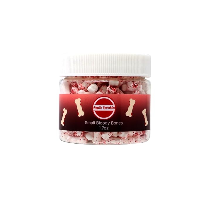 Mystic Sprinkles Halloween Candy Shape Sprinkles (Small Bloody Bones, 2oz Jars)