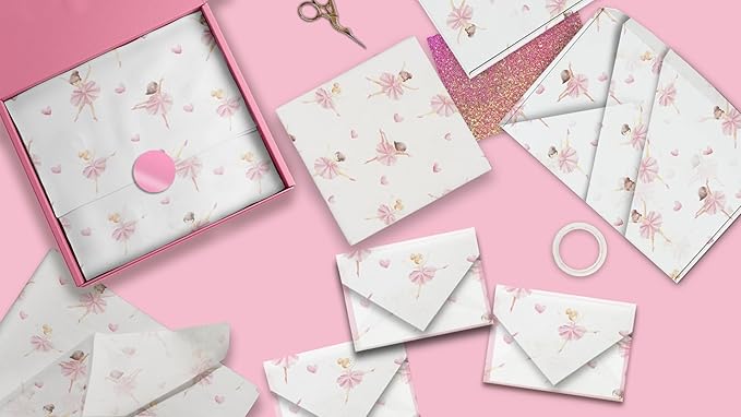 Pro Supply Global Ballerina Printed Tissue Paper for Gift Bags or Boxes and Wrapping - Baby Shower Bulk Decorative Art Tissue Paper for Packaging and Gifting | 24 Sheets 20" x 30"