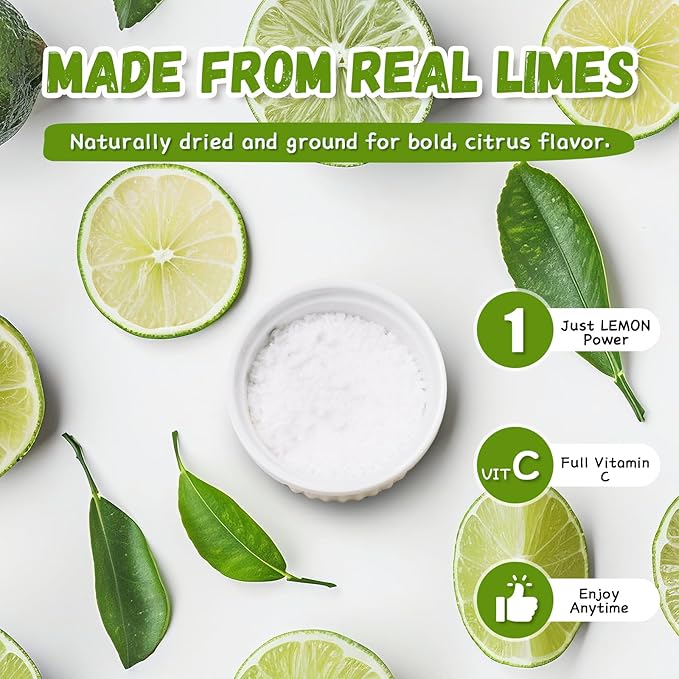NutraBloom Lime Powder 8 Ounce, Natural Vitamin C Taste Drinkability, No Sugar or Additives Freeze Dried Lime Juice Flavor Powder for Baking, Smoothies, Beverages