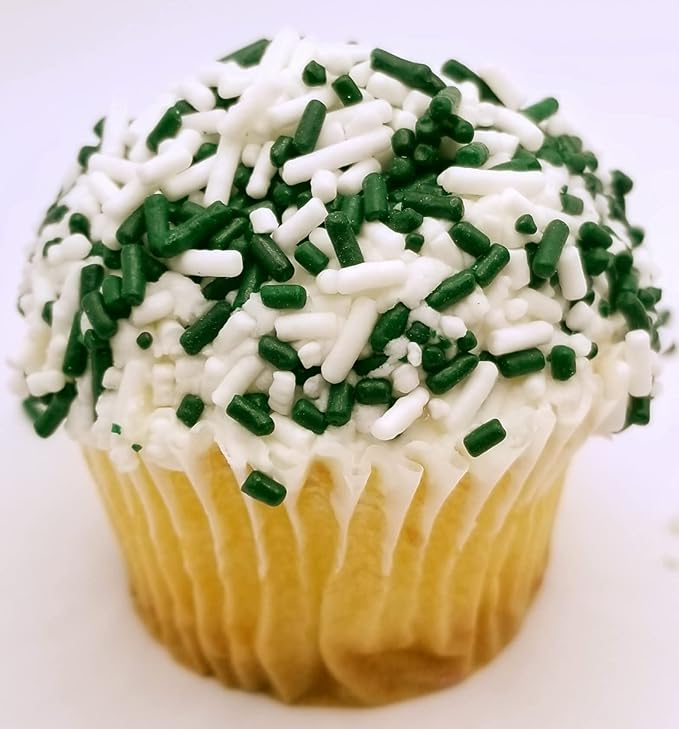 NCS Green and White Edible Jimmies Sprinkles, 8 ounces