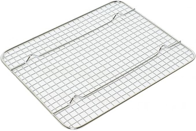 TrueCraftware- 8"x 10" Half Size Rectangular Wire Pan Grate Chrome-Plated Set of 2-Fits Half Size Sheet Pan Cookie Pans Cooling Rack Baking Sheet Grate Cake Rack for Pies Cookies Pastries Cakes