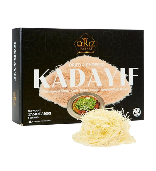 Cerez Pazari Kataifi Shredded Fillo Dough 1.1 lb. Shredded Phyllo Dough, Kadayif Ingredient For Dubai Chocolate Bar Pistachio, Raw, Dried, Chopped Kataifi Pastry, Knafeh, Kunafa