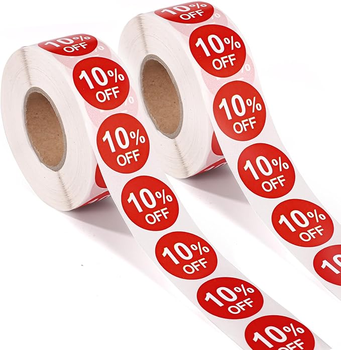 2000pcs Discount Stickers, 1in Round Promotion Labels Red Pricemarker Stickers Sale Signs Price Reduced Tags for Retail Store Supermarket Shops Clearance