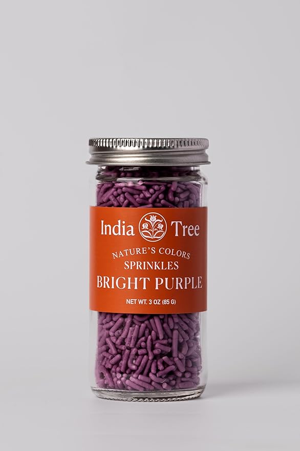 Bright Purple Sprinkles – Vegan, Non‑GMO, Dye‑Free, Allergen‑Free, 3 oz Jar – India Tree Nature’s Colors