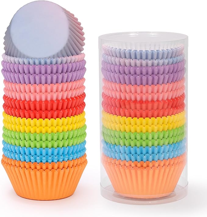 Rainbow Standard Cupcake Liners 400 Count Solid Colorful Paper Baking Cups Food Grade Disposable Cupcake Wrappers