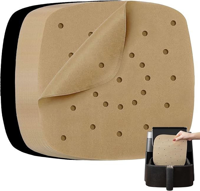 Parchment Paper Sheets for Ninja Air Fryer Pro XL 6-in-1 6.5 qt, Extra Large Square Liners for Air Fryer, Natural Unbleached Pre Cut Square Paper Liners for Airfryers, Toaster Ovens, and Oven Trays