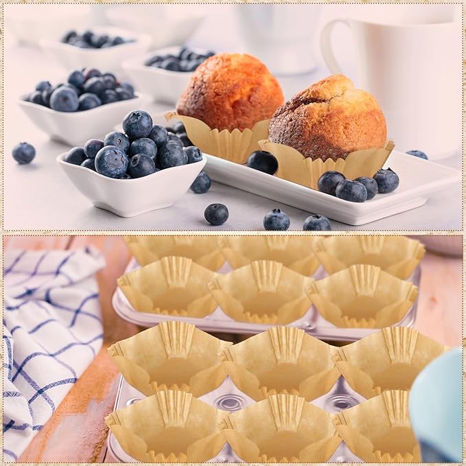 Tanlade 350 Pcs Square Mini Cupcake Liners Disposable Brownie Baking Pan Liners Paper Baking Cup for Cup and Cupcakes Party Supplies for Weddings Birthdays Bridal(Craft)