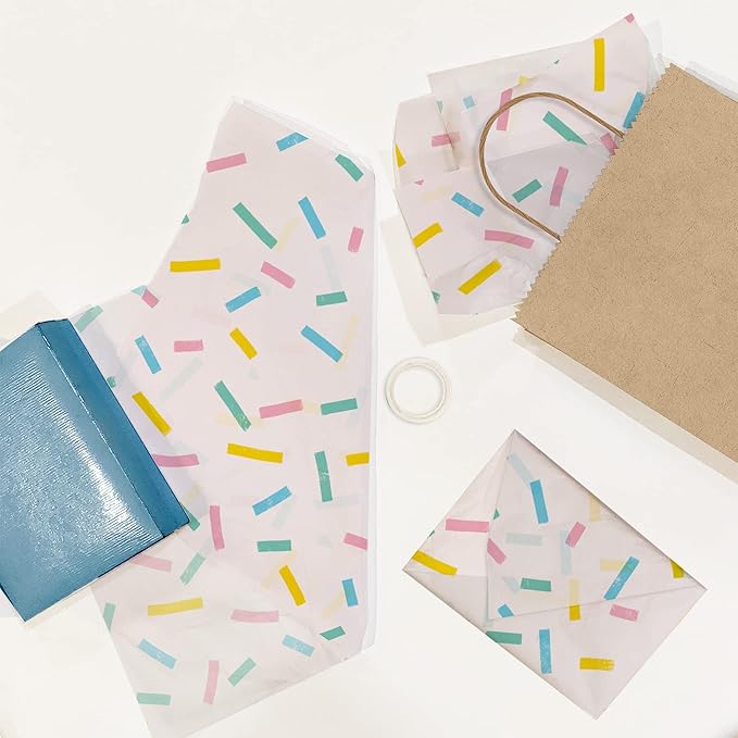 Confetti Birthday Printed Tissue Paper for Gift Bags or Boxes and Wrapping - Bulk Decorative Art Tissue Paper for Packaging and Gifting | 24 Sheets 20" x 30"