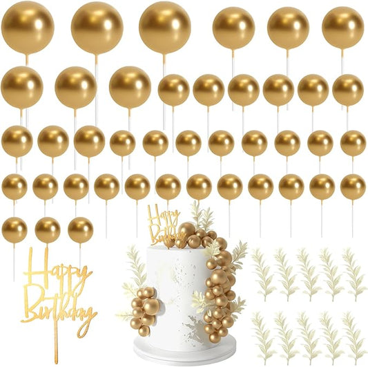 MIAHART Ball Cake Toppers Boho Grass Cake Topper Ball Cake Insert Decoration for Birthday Wedding Baby Shower Party Decorations Boho Themed Party Supplies (Gold)
