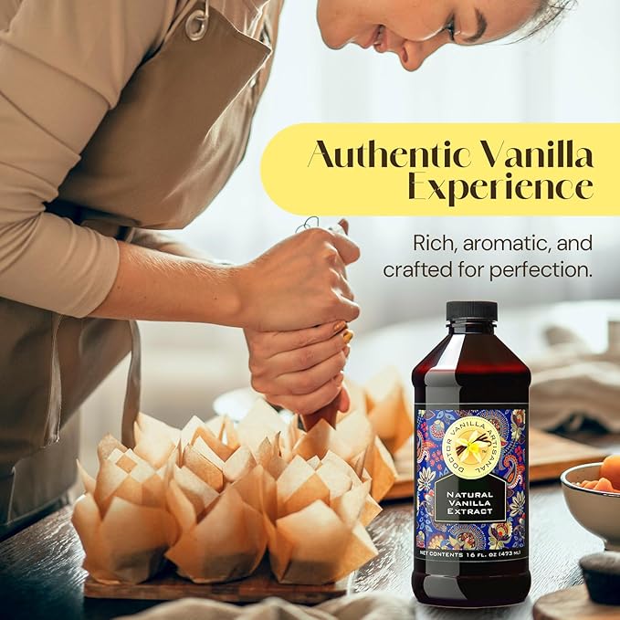 Natural Vanilla Extract - Bourbon, Madagascar, Kosher, Sugar free, GMO free, gluten free, and additive free (16oz)