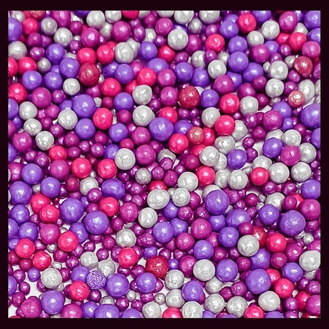 Confect Love Disco Balls Decorative Sprinkles – Pink, Purple & Silver Candy Pearls for Cake Decorating, Cupcakes, Cookies & Desserts – Edible Sprinkle Mix | Vegan, Gluten-Free, Nut-Free, Soy-Free, Dairy-Free, Palm Oil-Free- 4.2 Oz
