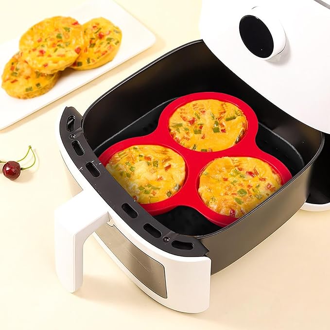 2 Pack Air Fryer Silicone Egg Molds, 4 Inch Jumbo Round Muffin Top Pans for Breakfast Sandwiches, Egg Bites, Hamburger Buns, Tart, Pancake