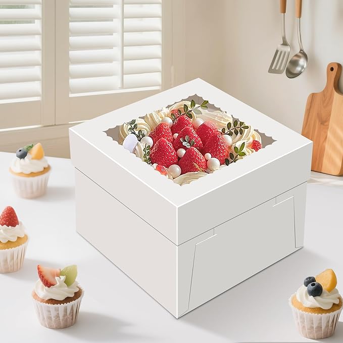 15 PCS Cake Boxes 12 Inch, 12x12x6 Inch Cake Box, 12 Inch Cake Box with Window, White Bakery Boxes, Large Baking Boxes, Cajas Para Pasteles, 12x12 Cake Boxes for Birthday, Wedding, Party, Business