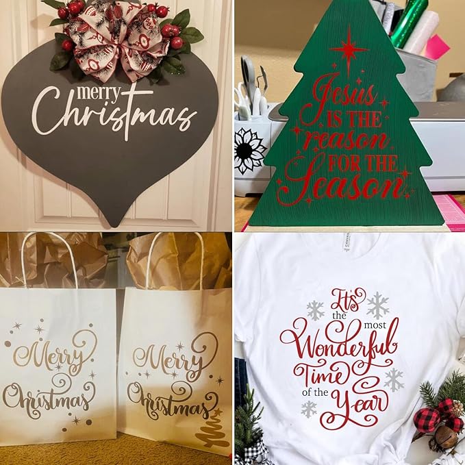Christmas Stencils for Painting on Wood 12inch Large Christmas Stencil Xmas Holiday Stencils for Door Hanger/Pillow Cover/Wood Sign/Glass Block Decor
