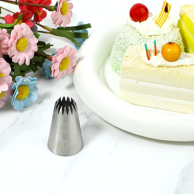 3pcs 6B Cake Piping Tips, Cake Decorating Supplies Piping Tips, Piping Nozzles Decorating Tips, Baking Tools For Buttercream, Icing, Birthday Cake, Cupcake, DIY Art