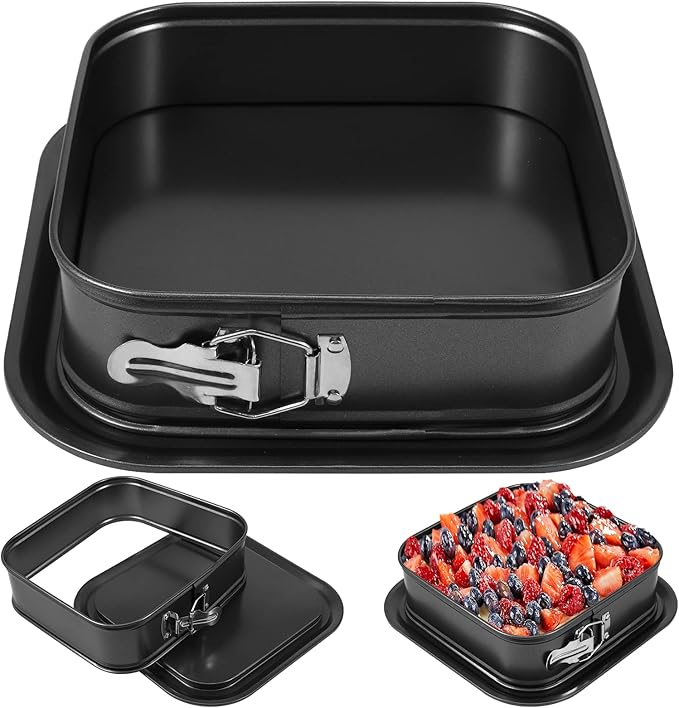 Springform baking Pan Square, 9.5 Inch Large Spring Form Cake Pan with Removable Bottom, Non-stick Cheesecake Cake Pan Bakeware for Home Kitchen DIY (Square)