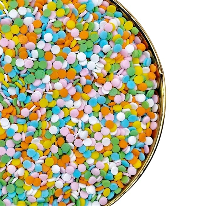 NIPEOR Rainbow Sprinkles Confetti Sprinkles 3.53oz/100gEdible Sprinkle Topping Confetti Sprinkles, Round Sprinkles for Cake Decorating, Cupcake Candy Sprinkles and Ice Cream Toppings (Rainbow Confetti Yellow Orange Blue)