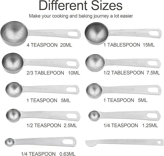 Smithcraft Measuring Cups and Spoons Set, 18/8 Stainless Steel Measuring Cups and Spoons for Kitchen & Baking, Heavy Duty Metric & US 8 Measuring cups, 9 Measuring Spoons Set