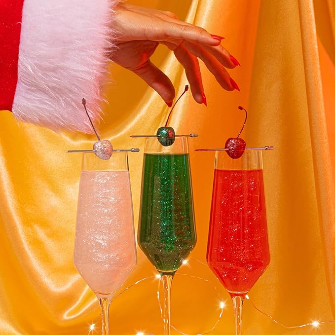 Fancy Sprinkles Holiday Madame Claus Edible Glitter Set for Sparkling Food & Drinks, No Taste or Texture Ruby Red, Diamond White, Emerald Green (3 jars, 4gm each)