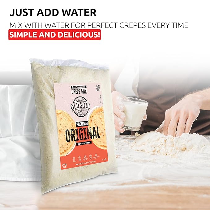OldSoul Professional Crepe Mix | Original Dough Mix | Classic Flavour | 5 Lbs | 36 Crepes (5 Lbs, Gluten Free)
