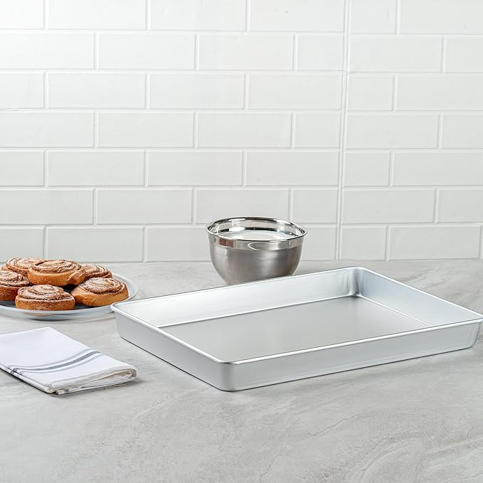 Restaurantware-Met Lux 18 x 12 x 2 Inch Straight-Sided Baking Tin, 1 Rectangular Cake Pan - Oven-Ready, Freezable, Anodized Aluminum Baking Sheet Cake Pan, Greaseproof, For Birthday