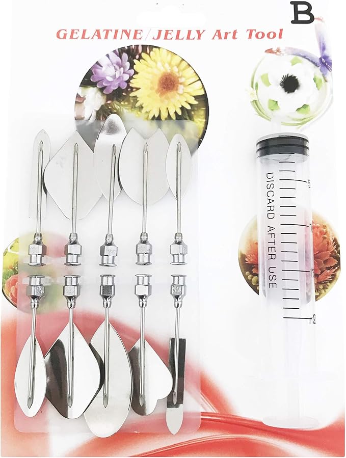 Woohome Art Cake Tools, 3D Gelatin Jelly Tools Includes 60 PCS Gelatin Tools and Making Pudding Pastry Nozzles for Cake Decoration, Jelly Cake making, (Style: ABCDEF)