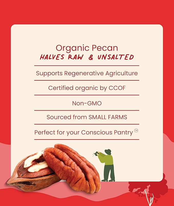 GoodSAM Organic Raw Pecan Halves 2 Pack, 8 oz Each, Gluten-Free, Sourced from Mexico, Regenerative Farming, Ideal for Vegan and Keto Diets, Direct Trade