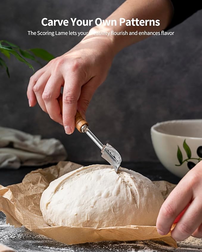Banneton Bread Proofing Basket, 9 inch Round Sourdough Starter Kit for Baking Fermentation, Bread Making Supplies Tools Set, Sourdough Bread Baking Supplies Accessories, Rattan Basket Gift Set