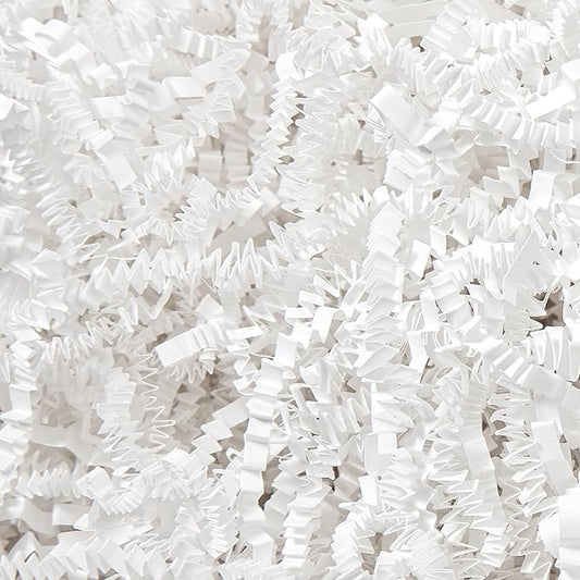Mefleet 1 LB Crinkle Cut Paper Shred Filler White Crinkle Shredded Paper for Gift Box - Gift Basket Bag Filler - Grass Cushion Stuffing for Christmas Holiday Packaging Wrapping