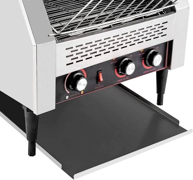 Commercial Conveyor Toaster 450 Slices/Hour Stainless Steel Conveyor Toaster 2600W Electric Toasters Oven Heavy Duty Countertop Restaurant Toaster for Cafes Bun Bagel Bread