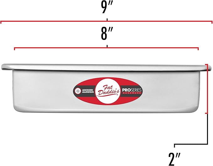 Fat Daddio's PSQ-882 Anodized Aluminum Square Cake Pan, 8 x 2 Inch