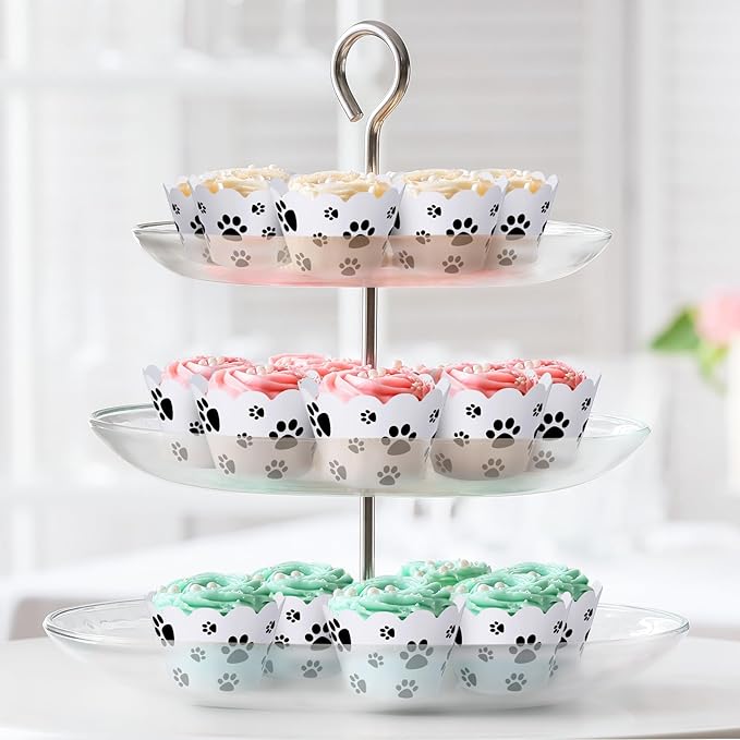 Domensi 100 Pcs Dog Paw Cupcake Wrappers Puppy Themed Cupcake Liners Rustic Baking Cups Baking Liners for Spring Summer Wedding Bridal Baby Shower Birthday Party Supplies Dessert Decoration
