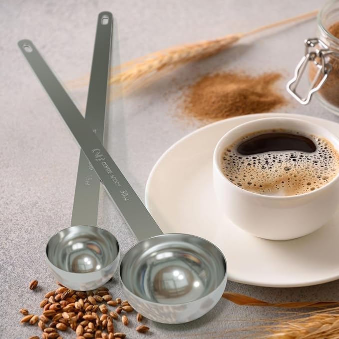 1PCS 2 Teaspoon Coffee Scoop, 9.1" Long Handle Measuring Spoon, 2tsp (10 ml) Stainless Steel Scooper