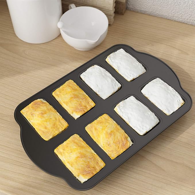 Tiawudi 1 Piece Non-Stick Mini Loaf Pan, Carbon Steel Baking Bread Pan, 8-Cavity