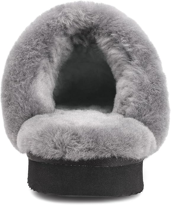 Parfeying Women's Sheepskin House Slippers Indoor Outdoor Shearling Shoes for Women