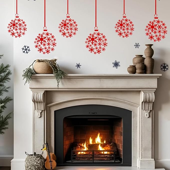 Christmas Stencils for Window Glass Large Christmas Stencils for Crafts Reusable Xmas Snowflake Bauble Holiday Stencil for Painting on Wood Wall Fabrics Decor