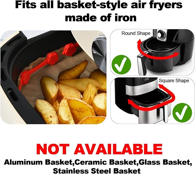 4PCS Air Fryer Magnets Silicone Buckle,Air Fryer Magnets for Parchment Paper,Safely Lock Paper from Heating Element or Covering Food,High-Temp Resistant (Black)