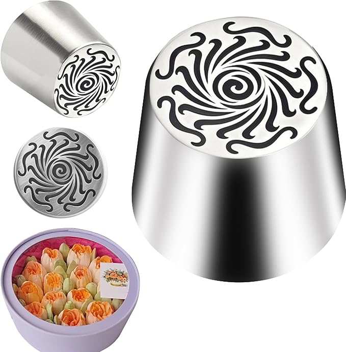Hendiy Russian Piping Tips, Extra Large Russian Piping Tips Stainless Steel Flower Frosting Nozzles for Decorating, Cake Decorating Tips for Kitchen, LBN065