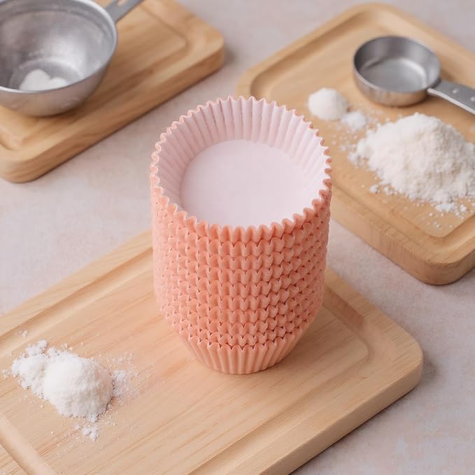 300 Pcs Pink Cupcake Liners Baked Greaseproof Paper Muffin Liners Birthday Party Wedding Cake Packaging Odorless, Easy To Peel, Oil-Resistant Cake Cups, Candy Cups