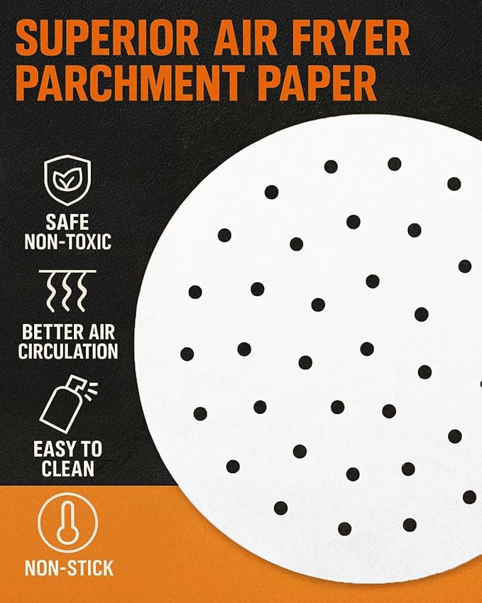 6.7 inch Parchment Paper Rounds, Round Sheets for Baking, Hamburger Patty, Tortilla, Dumpling, Gyoza, For Air Fryers, Springform Pans, Steamers, Non Stick Small Pre-cut Paper Liners