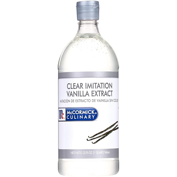 McCormick Culinary Clear Imitation Vanilla Extract, 32 fl oz (Pack of 6) - Six 32 Fluid Ounce Bottles of Clear Vanilla Flavoring for Baking, Perfect in Baked Goods, Frostings, Custards and Desserts