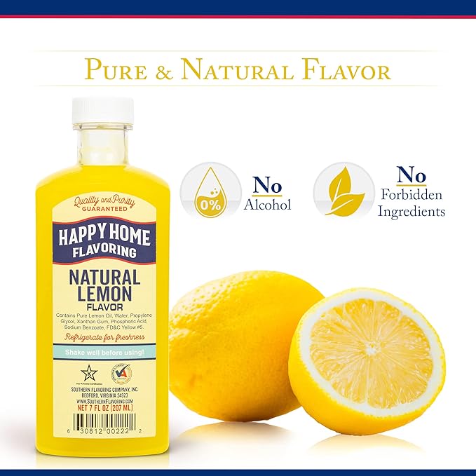 Happy Home Natural Lemon Flavor, Non-Alcoholic, Certified Kosher, 7 oz. (Pack of 2)
