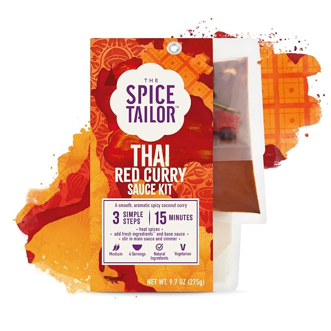 Spice Tailor 3 Simple Steps Restaurant Quality Meals in Minutes Kits Ready in 10 Minutes (3 Pack, Thai Red Curry)