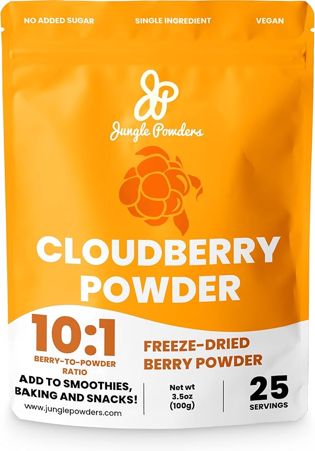 Jungle Powders Wild Cloudberry Powder for Smoothies Baking Jam 3.5 Ounce Bag Pure Nordic Freeze Dried Cloudberry Extract No Sugar Added, No Additives or Fillers Knotberry Powder for Flavoring