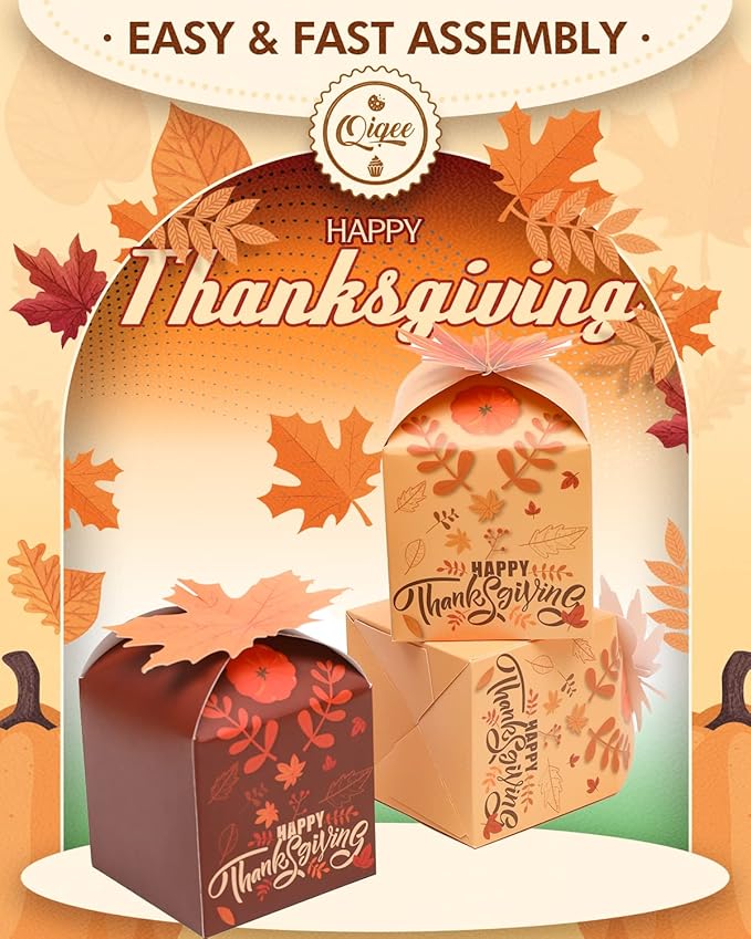 qiqee Thanksgiving Cross Gift Boxes 52pcs 3.3x3.3x3.3 Inches Cookie Boxes for Festival Party,3D Square Gift Box for Gifts,Small Cardboard Box for cookie,chocolate,pudding, Widely Used in Various