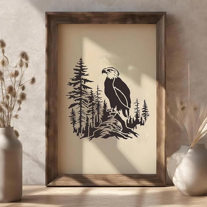 Animal Wood Burning Stencils for Painting 12” Eagle Stencil Wildlife Stencils for Crafts T-Shirt Fabric Wood DIY Decor